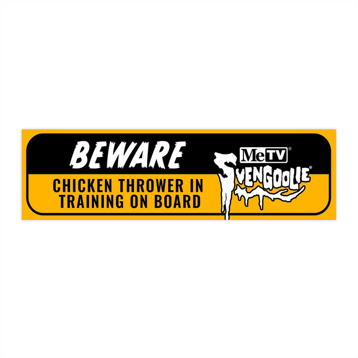 "Chicken Thrower in Training on Board" Svengoolie® Bumper Sticker