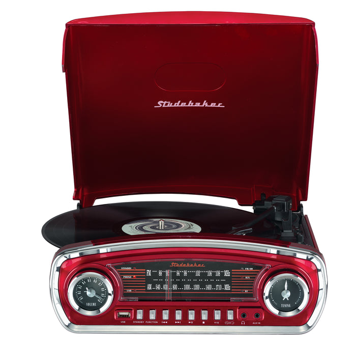Studebaker 3-Speed Turntable with Bluetooth Receiver and AM/FM Radio