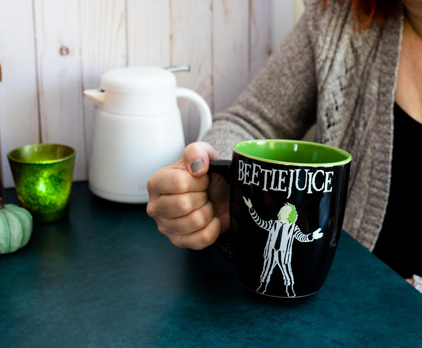 Beetlejuice "Ghost With The Most" Curved Ceramic Mug | Holds 25 Ounces