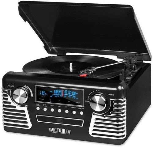 Victrola Retro Bluetooth 7 in 1 Music Center (33/45/78) CD/Cass (Black)