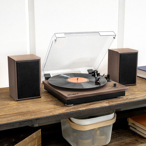 Victrola Montauk Bluetooth Turntable System with Speakers (Natural Wood)