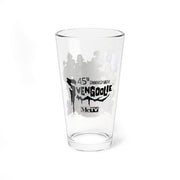Reverse side of the Svengoolie pint glass showing the black '45th Anniversary' and 'Svengoolie' logo with the MeTV logo below.