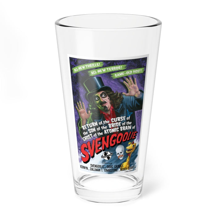 "The Horror of Svengoolie® Poster" Pint Glass by Bill Morrison