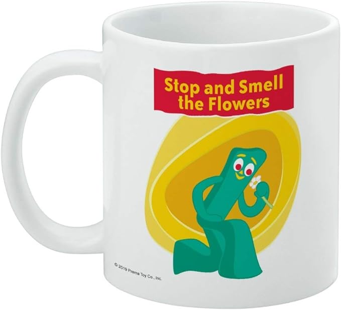Mug featuring design named Gumby - Stop and Smell the Flowers Mug, product image 3 of 3