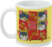 Left side of the Tom and Jerry Character Squares mug showing the character grid with a small copyright line along the bottom.