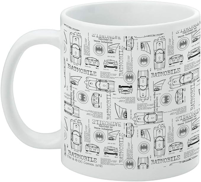 Mug featuring design named Batman - Batmobile Blueprints Mug, product image 3 of 3