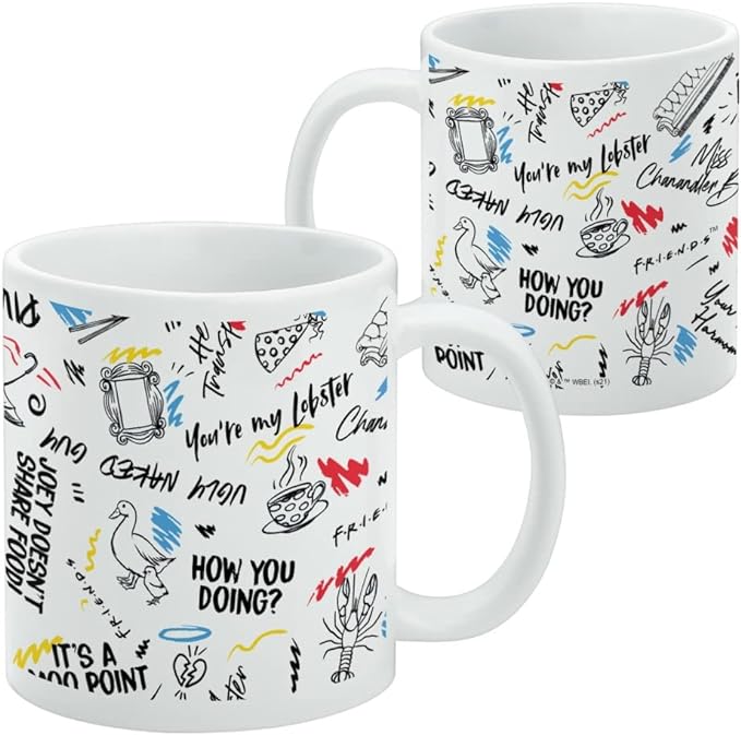 Mug featuring design named Friends - Quotes and Drawings Pattern Mug, product image 2 of 3