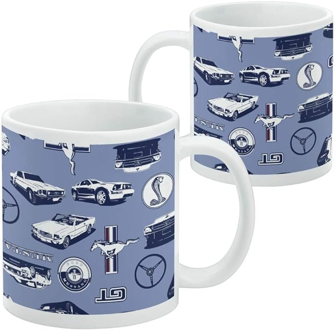Mug featuring design named Ford - Mustang Logos Pattern Mug, product image 3 of 3