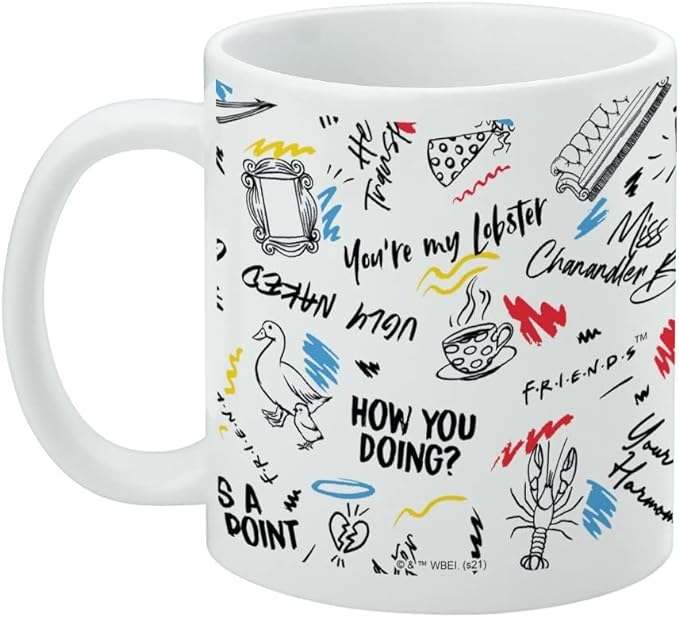 Mug featuring design named Friends - Quotes and Drawings Pattern Mug, product image 3 of 3