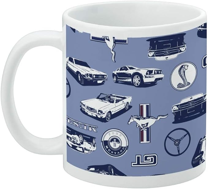 Mug featuring design named Ford - Mustang Logos Pattern Mug, product image 2 of 3