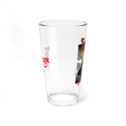 Opposite side view of the Svengoolie's Befowled pint glass showing the red Svengoolie logo on the left and the Befowled illustration on the right.