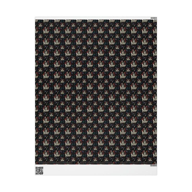 Flat sheet of Svengoolie wrapping paper showing the repeating face logo pattern.