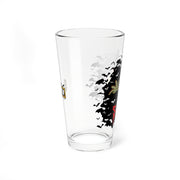 Opposite side of the Svengoolie pint glass showing the outstretched hand and bats, with the MeTV logo at the left edge.