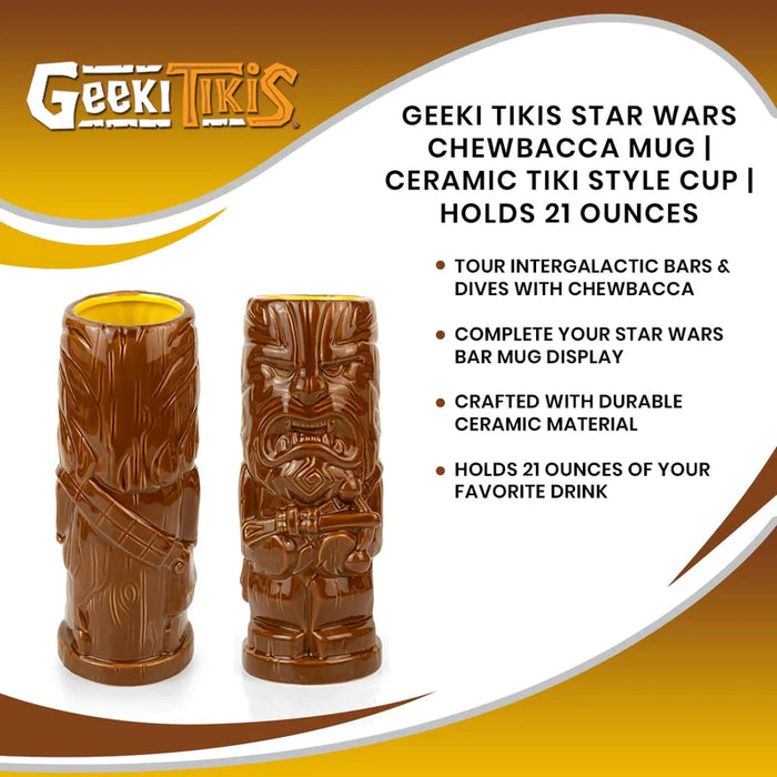 Star Wars - Geeki Tikis Star Wars Chewbacca Mug | Ceramic Tiki Style Cup | Holds 21 Ounces