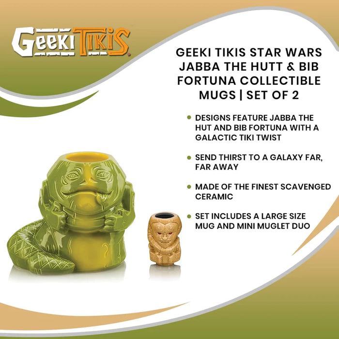 Star Wars - Geeki Tikis Star Wars Jabba the Hutt & Bib Fortuna Collectible Mugs | Set Of 2