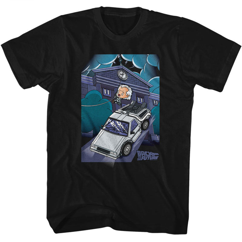 T-Shirt featuring design named Back to the Future - Cartoon Doc & Clock Tower
