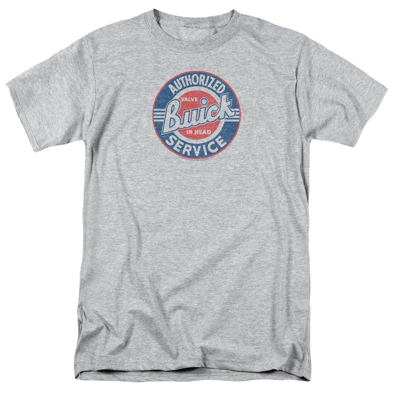 Heather gray short-sleeved t-shirt featuring the Buick Authorized Service logo with the text 'Buick' in white script on red.