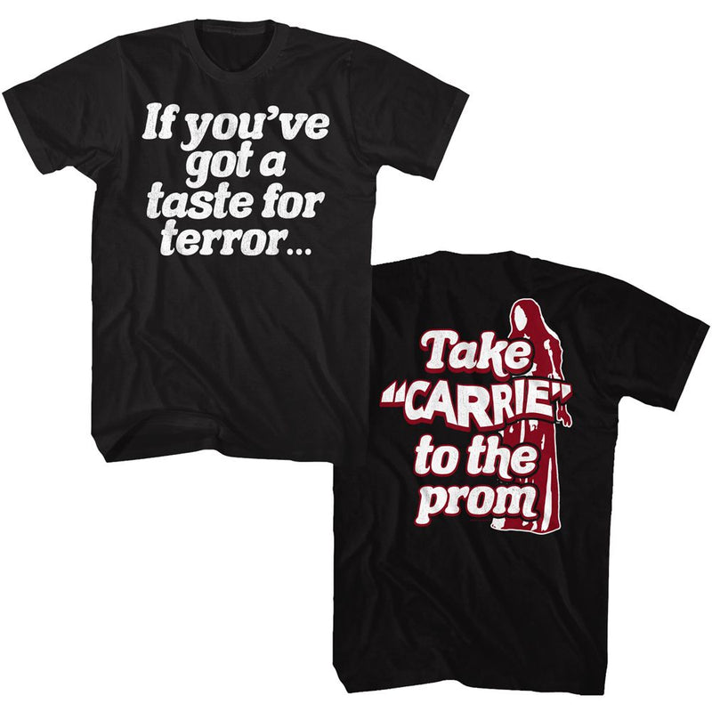 T-Shirt featuring design named Carrie - Take Carrie to the Prom (Front & Back)