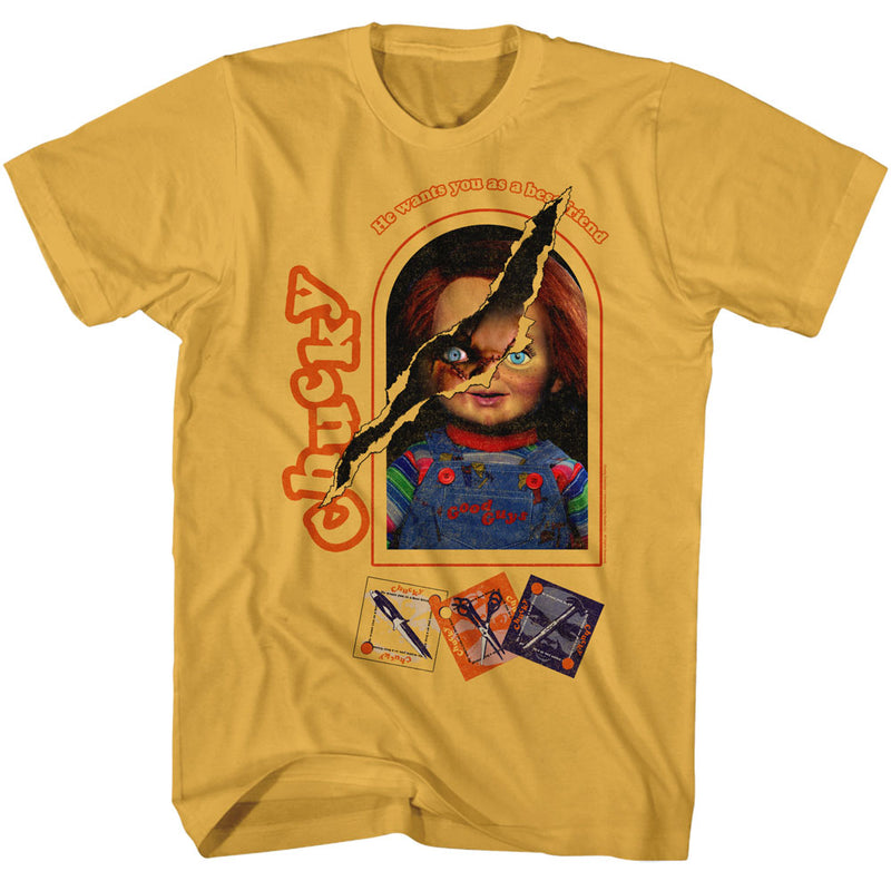 T-Shirt featuring design named Child's Play - Chucky's Torn Box