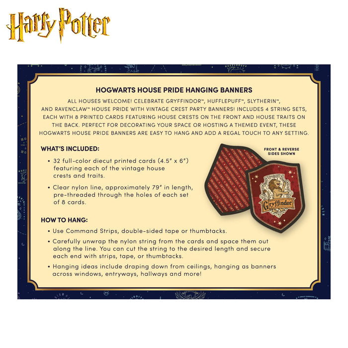 Harry Potter - Hogwarts House Pride Hanging Cardstock Banners | 32 Pieces