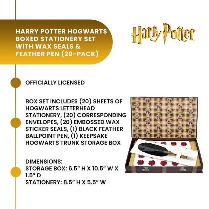 Harry Potter - Hogwarts Boxed 20-Piece Stationery Set with Wax Seals & Feather Pen