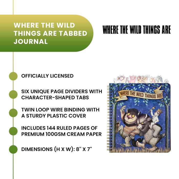Where The Wild Things Are 8 x 7 Inch 6-Tabbed Spiral Journal | 144 Pages