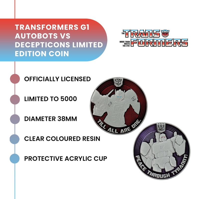 Transformers G1 Autobots vs Decepticons Limited Edition Collectible Coin