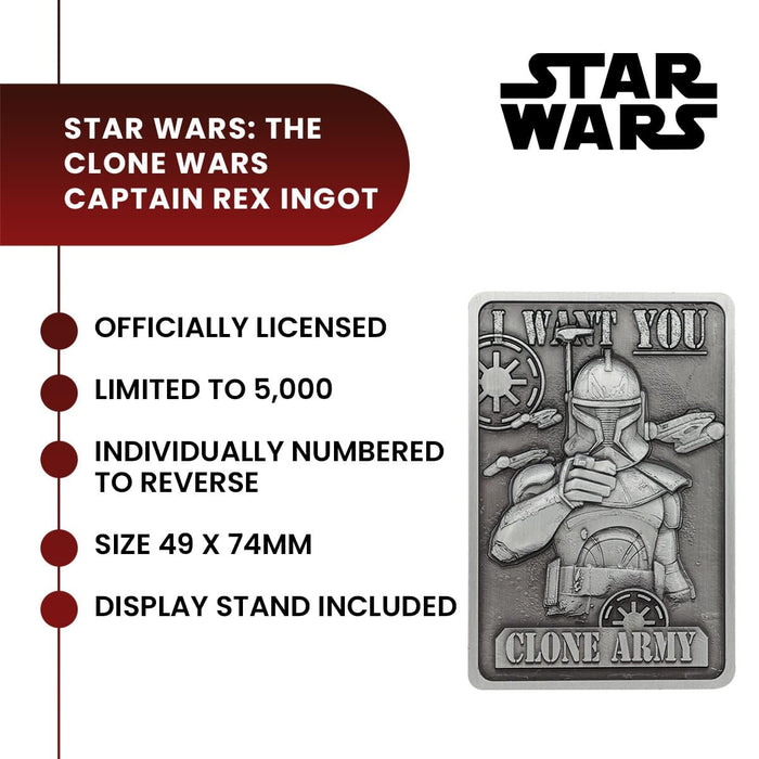 Star Wars: The Clone Wars - Captain Rex Limited Edition Embossed Metal Ingot