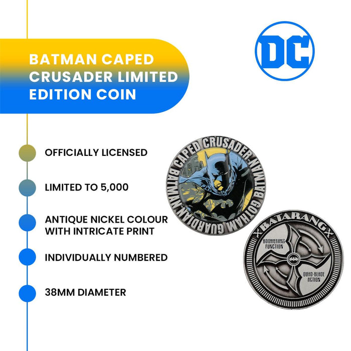 DC Comics Batman Caped Crusader Batarang Embossed Collectible Coin