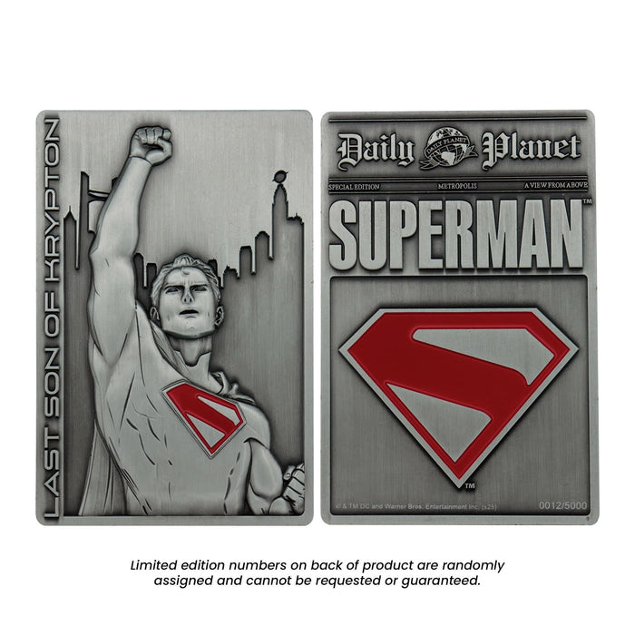 DC Comics - Superman "Last Son of Krypton" Limited Edition Embossed Metal Ingot