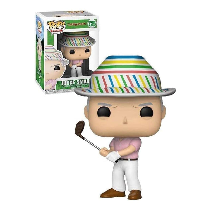 Judge Smails Funko POP figure standing in front of its box, showing the striped hat, pink polo, and golf club held in white gloves.