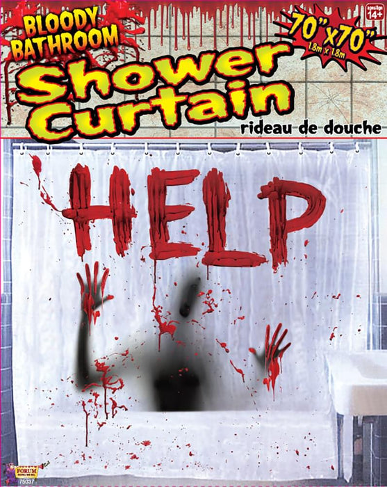 Bloody Bathroom Shower Curtain Halloween Décor