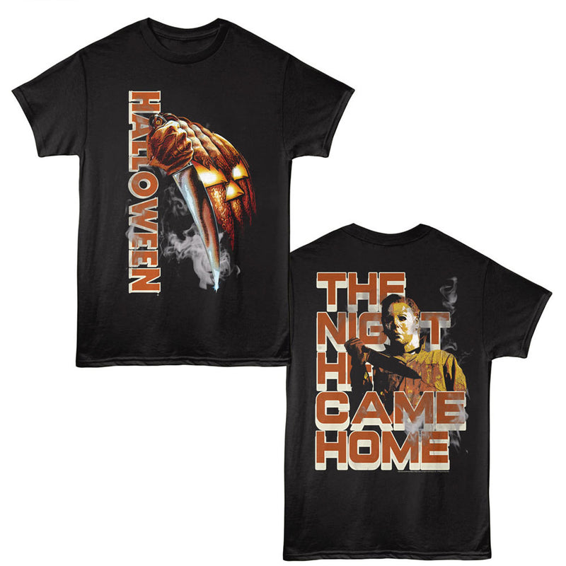 T-Shirt featuring design named Halloween - Pumpkin and Smoking Knife (Front & Back)
