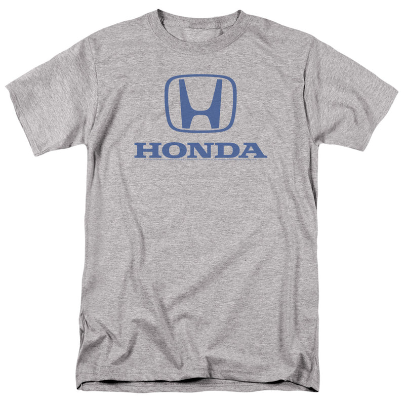 Heather gray short-sleeved t-shirt featuring the Honda H logo in blue above the text 'HONDA' in blue.