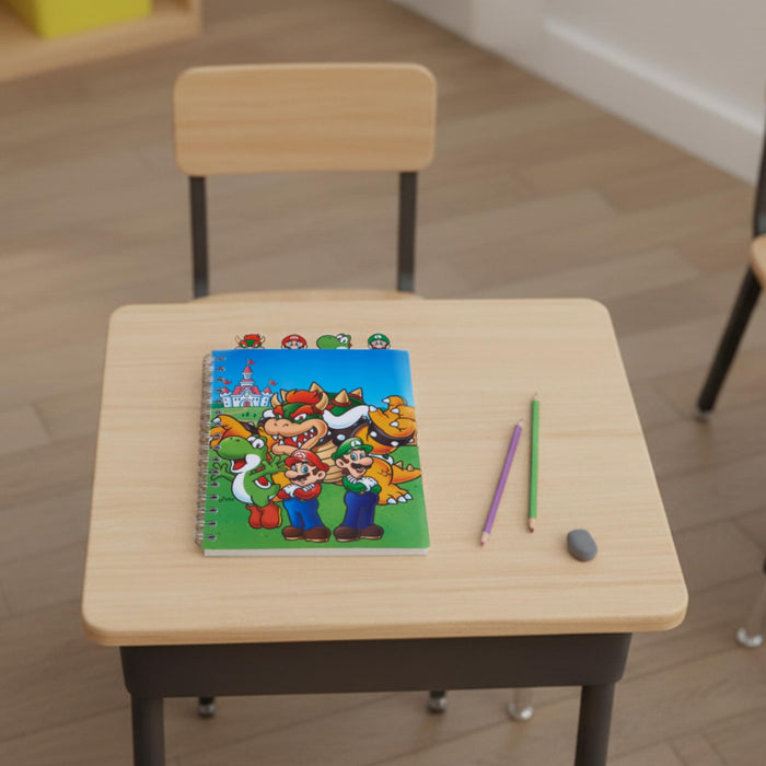 Super Mario Bros. - 7 x 8 Inch Spiral 4-Tab Notebook | 96 Lined Pages