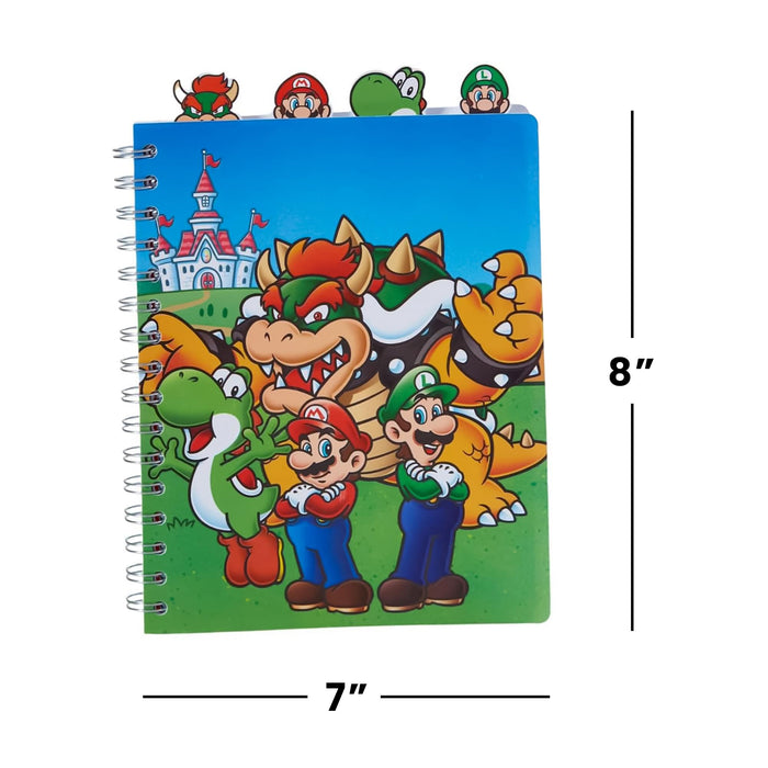 Super Mario Bros. - 7 x 8 Inch Spiral 4-Tab Notebook | 96 Lined Pages