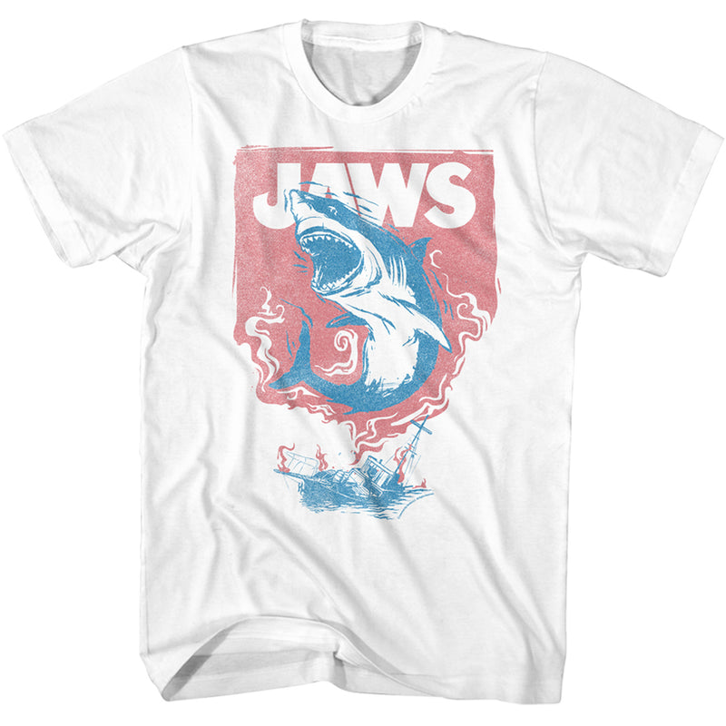 T-Shirt featuring design named Jaws - Shark & Boat Fire