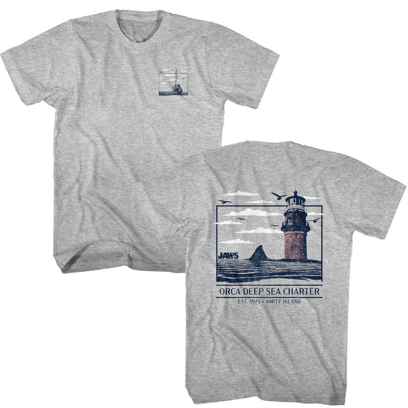 T-Shirt featuring design named Jaws - Orca Deep Sea Charter (Front & Back)