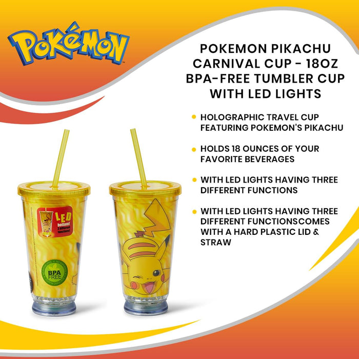 Pokémon - Pikachu Carnival Cup - 18oz Tumbler Cup with LED Lights