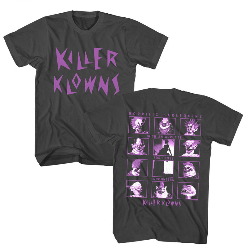 T-Shirt featuring design named Killer Klowns From Outer Space - Horrific Harlequins (Front & Back)