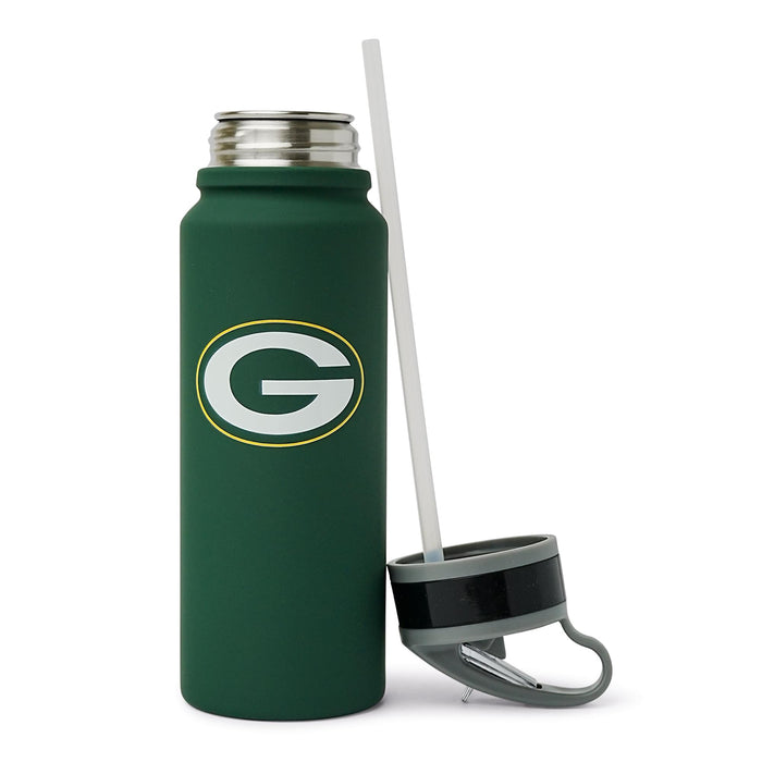 Green Bay Packers Logo 25-Ounce Stainless Steel Flip-Top NFL Water Bottle