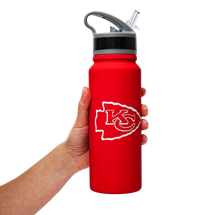 Kansas City Chiefs Logo 25-Ounce Stainless Steel Flip-Top NFL Water Bottle