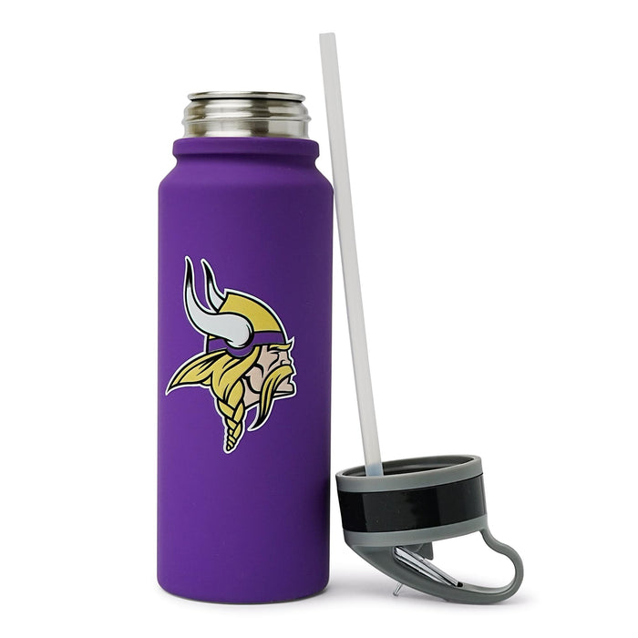 Minnesota Vikings Logo 25-Ounce Stainless Steel Flip-Top NFL Water Bottle