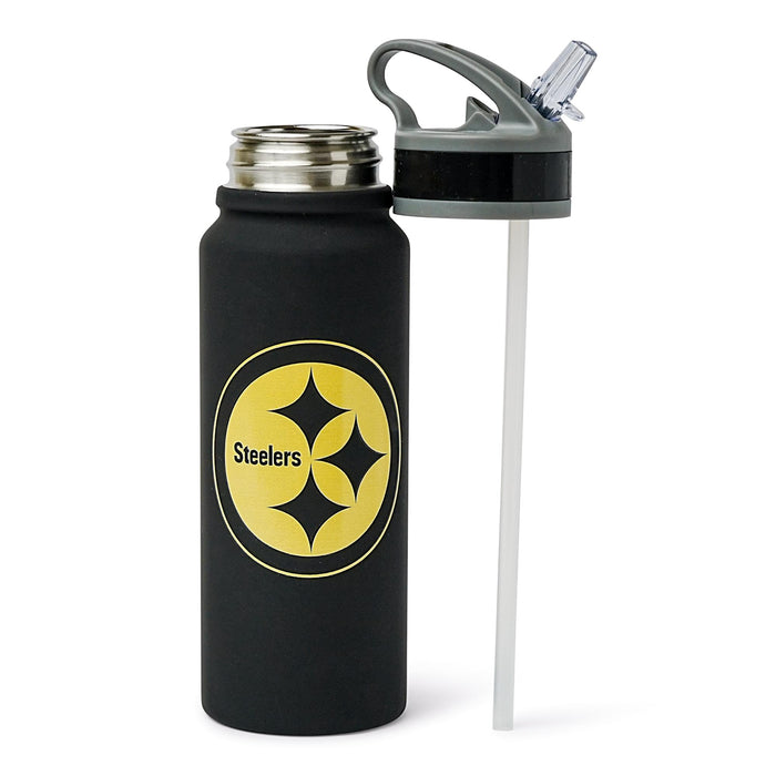 Pittsburgh Steelers Logo 25-Ounce Stainless Steel Flip-Top NFL Water Bottle