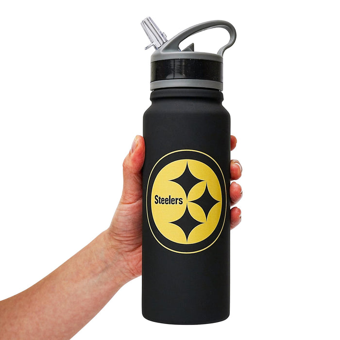Pittsburgh Steelers Logo 25-Ounce Stainless Steel Flip-Top NFL Water Bottle