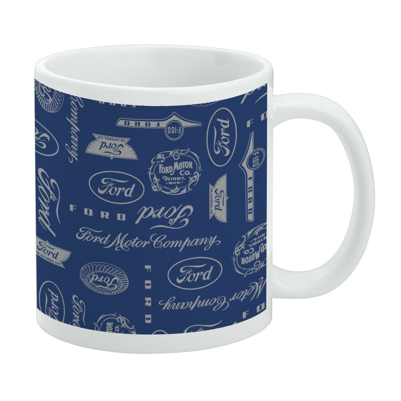 Mug featuring design named Ford - Company Logos Pattern Mug, product image 1 of 3