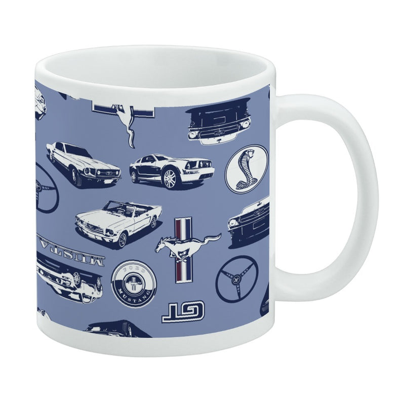 Mug featuring design named Ford - Mustang Logos Pattern Mug, product image 1 of 3