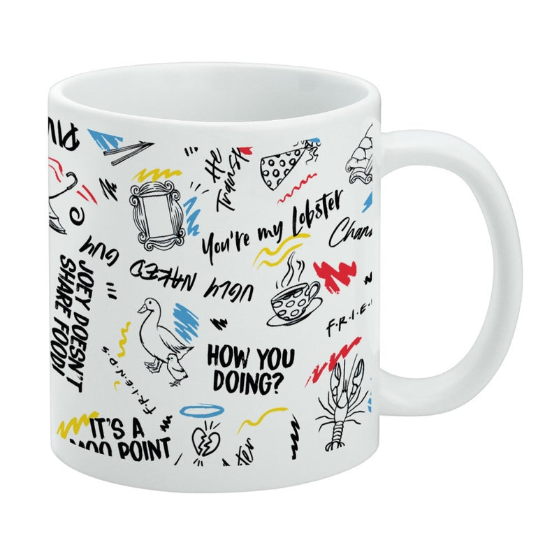 Mug featuring design named Friends - Quotes and Drawings Pattern Mug, product image 1 of 3