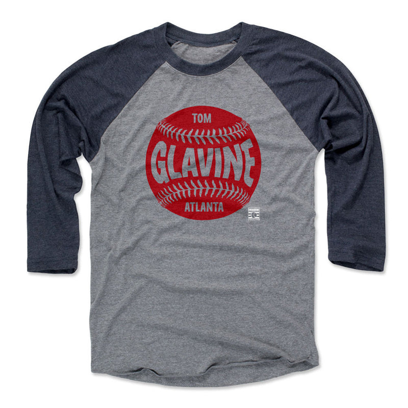 Navy / Heather Gray Raglan Shirt featuring design named Tom Glavine Atlanta Baseball WHT