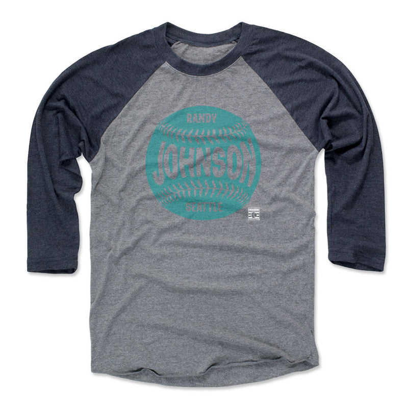 Navy / Heather Gray Raglan Shirt featuring design named Randy Johnson Seattle Baseball WHT
